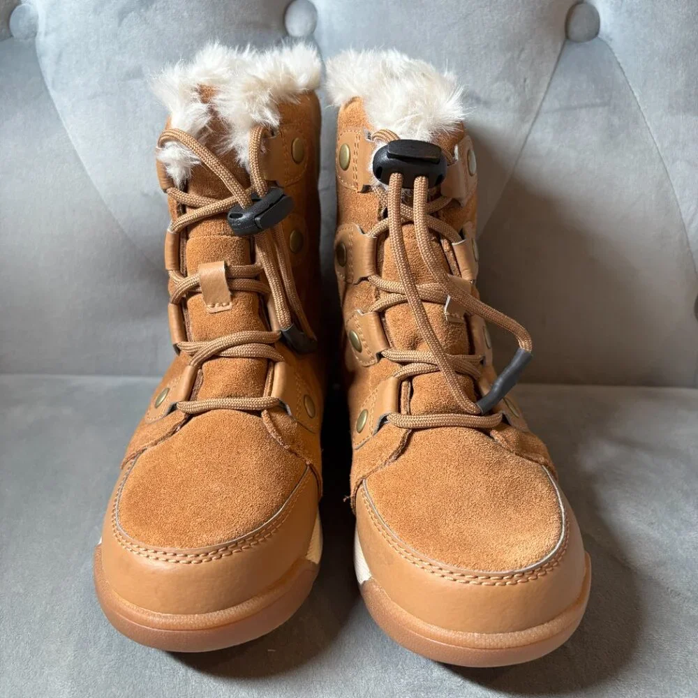 SOREL Youth Whitney Joan‎ Lace Brown Suede Waterproof Boots Size 1 NEW